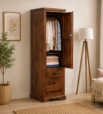 Deritage Sheesham Wood Wardrobe with Designer Tile Inlay