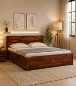 Derlin Premium Engineered Wood Bed with Spacious Storage Compartments
