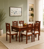 Dinora Solid Sheesham Wood 6 Seater Dining Table Set with Comfortable Chairs