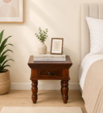 Dlverra Minimal Wooden Side Table for Bedroom