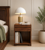 Doodlark Modern Nightstand with Drawer and Open Rack