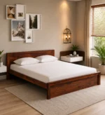 Eiresto Handcrafted Natural Wood Platform Bed for Modern Interior Styling
