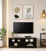 Ekam Minimalist Solid Wood TV Console In Clean Natural Finish
