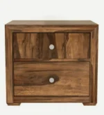 Eldyn Solid Sheesham Bedside Table in Clay Wood Natural Finish - Image 2