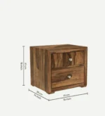 Eldyn Solid Sheesham Bedside Table in Clay Wood Natural Finish - Image 3