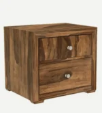 Eldyn Solid Sheesham Bedside Table in Clay Wood Natural Finish - Image 4
