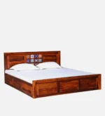Eootara Sheesham Wood Storage Bed in Deep Natural Finish - Image 3
