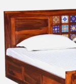 Eootara Sheesham Wood Storage Bed in Deep Natural Finish - Image 4