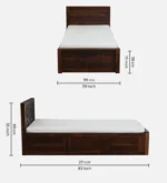 Eorten Sheesham Wood Single Bed In Provincial Teak Finish With Box Storage - Image 4