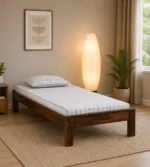 Erlina Premium Solid Wood Single Bed with Smooth Finish in Natural Tone for Bedroom