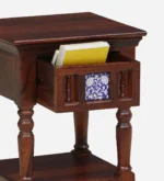 Fhuya Acacia Wood Bedside Table in Raw Honey Finish with Cabinet - Image 7