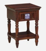 Fhuya Acacia Wood Bedside Table in Raw Honey Finish with Cabinet - Image 5