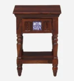 Fhuya Acacia Wood Bedside Table in Raw Honey Finish with Cabinet - Image 6