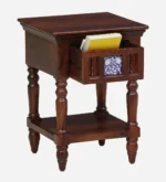 Fhuya Acacia Wood Bedside Table in Raw Honey Finish with Cabinet - Image 3
