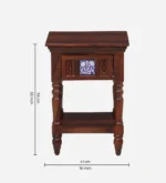 Fhuya Acacia Wood Bedside Table in Raw Honey Finish with Cabinet - Image 2