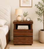 Gelnora Solid Sheesham Wood Bedside Table with Drawer
