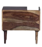 Geritage Carved Solid Wood Nightstand in Teak Finish - Image 3