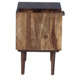 Geritage Carved Solid Wood Nightstand in Teak Finish - Image 4