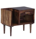 Geritage Carved Solid Wood Nightstand in Teak Finish - Image 5