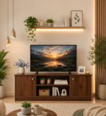 Grovemill Engineered Wood TV Console in Heat Resistant Warm Chestnut Finish