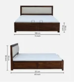 Gslo Premium Bed with Spacious Storage and Elegant Walnut Finish - Image 5