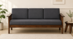 Halk Sheesham Wood 3 Seater Sofa In Grey Colour