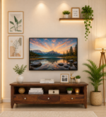 Harborwood Sheesham Wood TV Console in Scratch Resistant Warm Walnut Finish