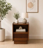 Harlo Acacia Wood Bedside Table in Rustic Natural Finish