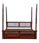 Haveli Four Poster Bed Without Storage in Classic Teak Finish by Woodmahal - Image 2