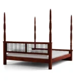 Haveli Four Poster Bed Without Storage in Classic Teak Finish by Woodmahal - Image 3