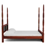 Haveli Four Poster Bed Without Storage in Classic Teak Finish by Woodmahal - Image 5