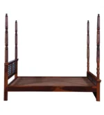 Haveli Four Poster Bed Without Storage in Classic Teak Finish by Woodmahal - Image 7