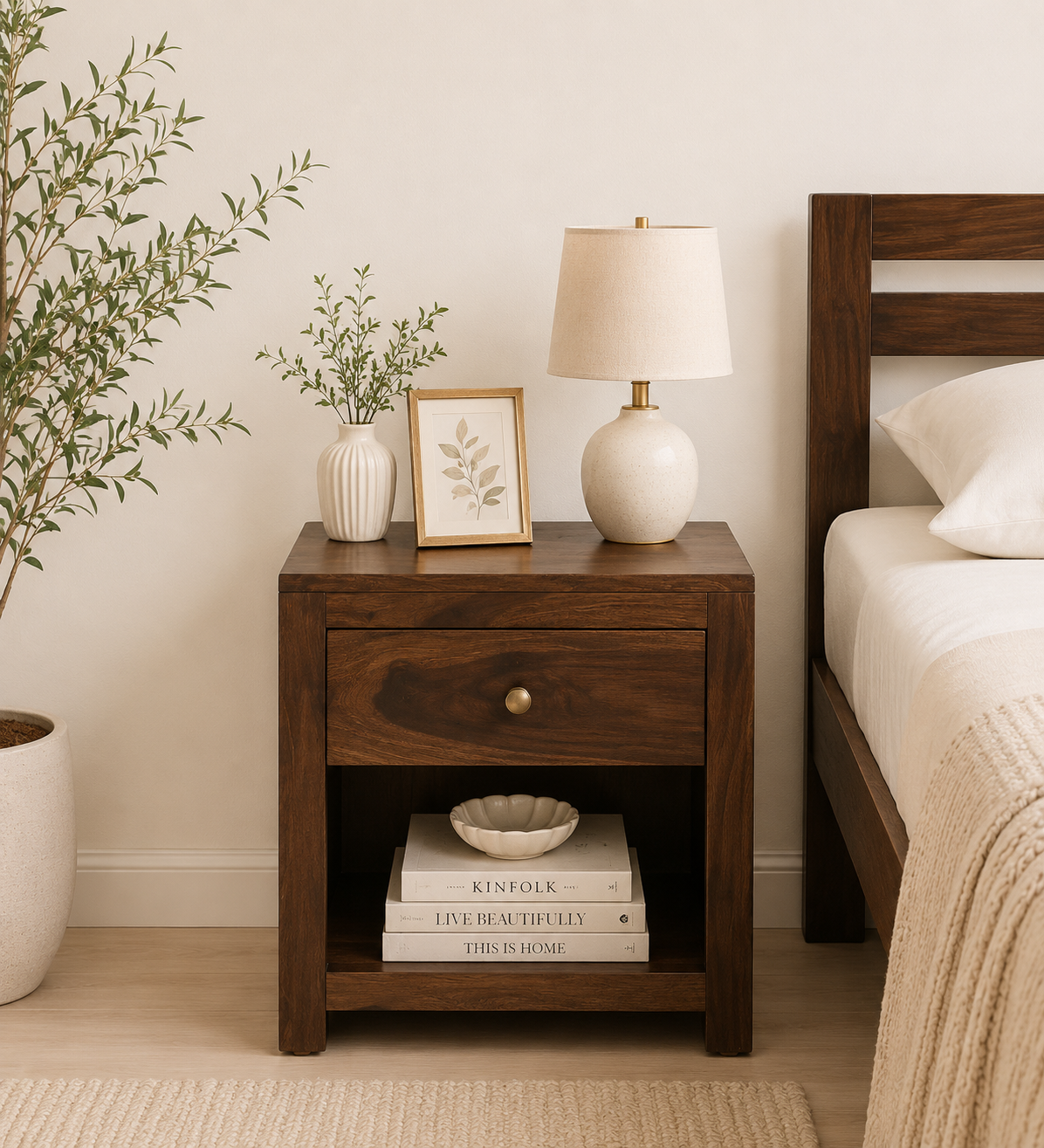 Havikro Solid Wood Bedside Table for Bedroom classic wood (1) Havikro Solid Wood Bedside Table for Bedroom - Image 1