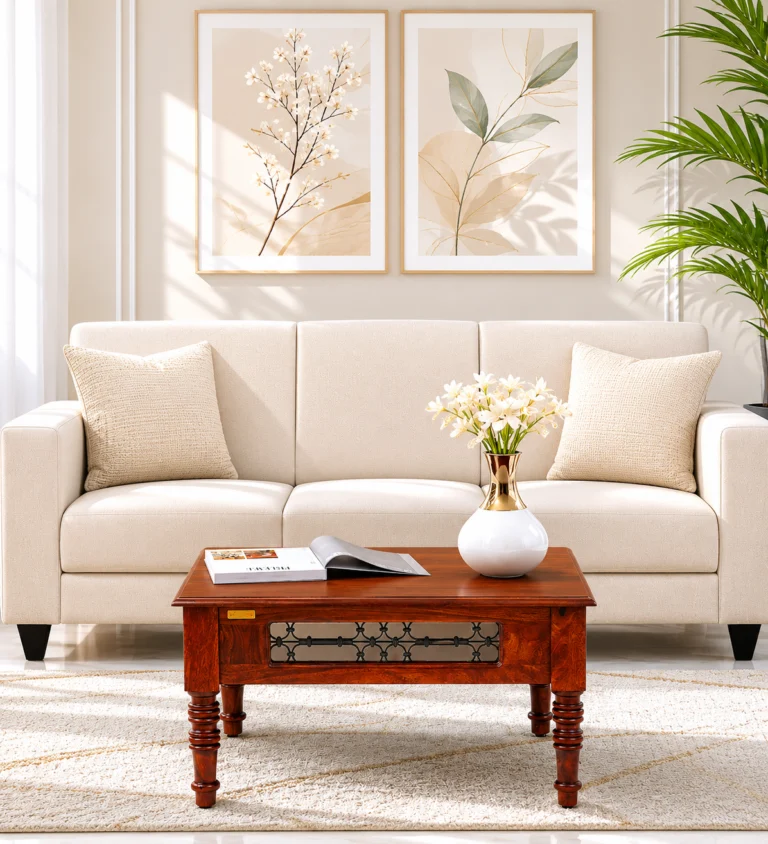 Hazel Solid Wood Coffee Table in Teak Finish classic wood Hazel Solid Wood Coffee Table in Teak Finish - Image 1