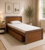 Huren Sheesham Wood Single Bed In Honey Oak Finish With Trundle