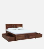 Iavana Premium Hydraulic Bed with Spacious Box Storage in Dark Walnut Finish - Image 7