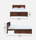 Iavana Premium Hydraulic Bed with Spacious Box Storage in Dark Walnut Finish - Image 6
