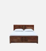 Iavana Premium Hydraulic Bed with Spacious Box Storage in Dark Walnut Finish - Image 5
