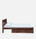 Iavana Premium Hydraulic Bed with Spacious Box Storage in Dark Walnut Finish - Image 4
