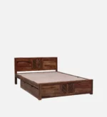 Iavana Premium Hydraulic Bed with Spacious Box Storage in Dark Walnut Finish - Image 3