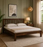 Jenvoria Modern Natural Finish King Size Wooden Bed with Premium Design