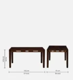 Kilgiri Premium Teak Wood 4 Seater Rectangular Dining Table in Walnut Finish - Image 5