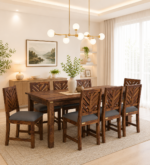 Korvyn Rustic Solid Sheesham Wood Dining Set for 8 People