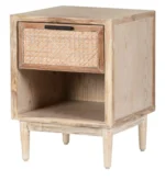 Kunvoria Handcrafted Solid Wood Nightstand in Teak Finish - Image 2