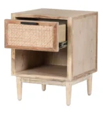 Kunvoria Handcrafted Solid Wood Nightstand in Teak Finish - Image 4