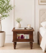 Kustin Wooden Bedside Table with Drawer & Open Shelf