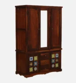 Cyoto Solid Wood Wardrobe with Artistic Tile Detailing - Image 8