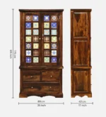 Lohemia Sheesham Wood Storage Cabinet with Decorative Tiles - Image 3