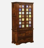 Lohemia Sheesham Wood Storage Cabinet with Decorative Tiles - Image 6