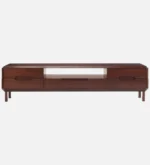 Luxury Walnut Finish TV Unit with Backlit Panel Design - Image 3
